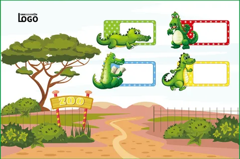 动物世界卡通不干胶标签贴纸