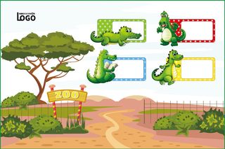 动物世界卡通不干胶标签贴纸