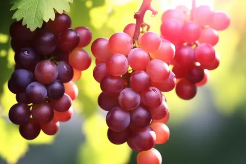 阳光下的葡萄葡萄架水果摄影图