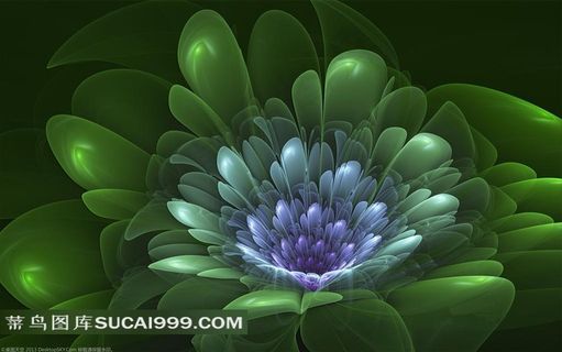 电脑绘制绿色炫彩花朵