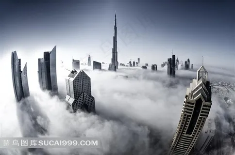 穿过云海的迪拜楼图片 穿过云海的迪拜楼图片