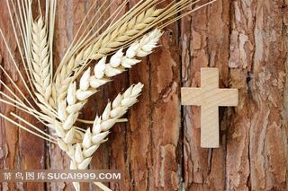 木板上的麦穗与十字架