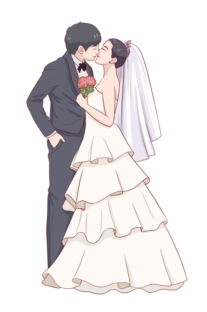 婚纱卡通人物婚礼白纱结婚婚纱摄影手绘