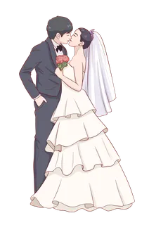 婚纱卡通人物婚礼白纱结婚婚纱摄影手绘