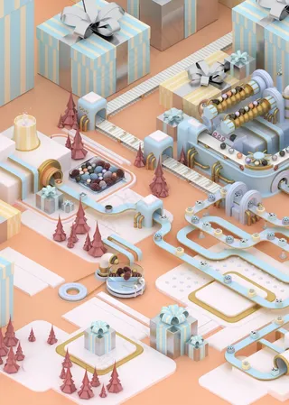 圣诞节3D建模礼品工厂