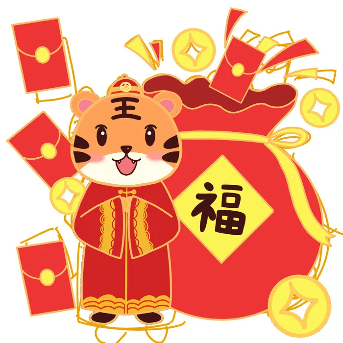 可爱2022年虎年吉祥物卡通形象新年海报元素AI矢量图PSD分层设计素材(2048x2048)psd模版下载