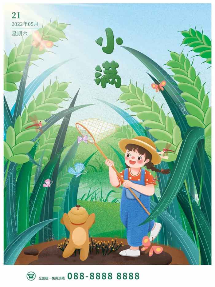 小满 传统节气海报psd模版下载