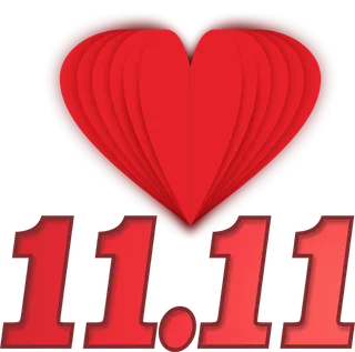 大红爱心折纸灯笼双十一装饰字体