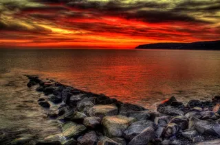 美丽的夕阳海景摄影高清图片