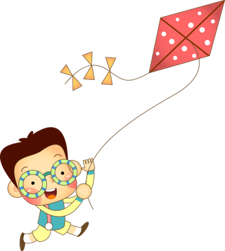 男孩 放风筝 卡通