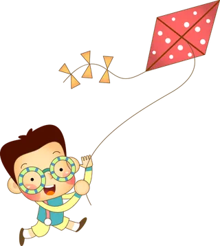 男孩 放风筝 卡通