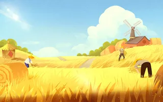 丰收卡通插画海报