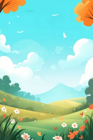 晴天草地蔚蓝天空背景图