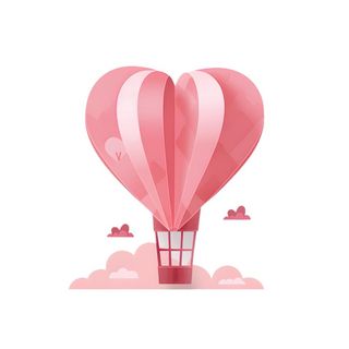 爱心热气球粉色免抠