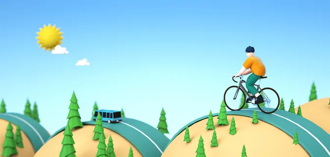 户外骑行人物c4d场景