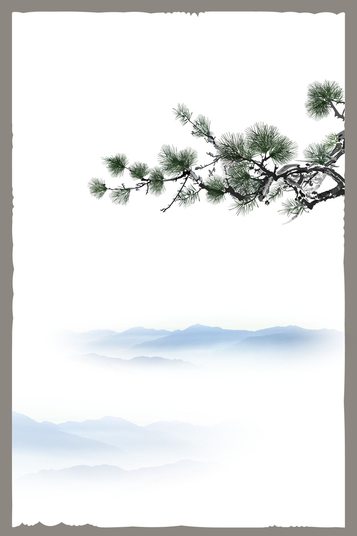中国风传统水墨古风古典展板边框工笔画PS海报背景平面广告Ai设计素材ai矢量模版下载