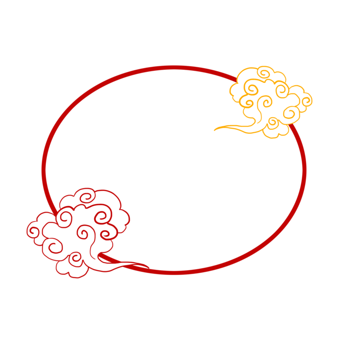中国风中式传统祥云图案国潮古风边框云纹装饰元素PNG免抠素材图