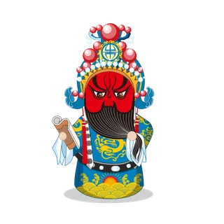 卡通京剧戏剧人物脸谱插画PNG图片 国潮中国风Q版戏剧人物PS素材