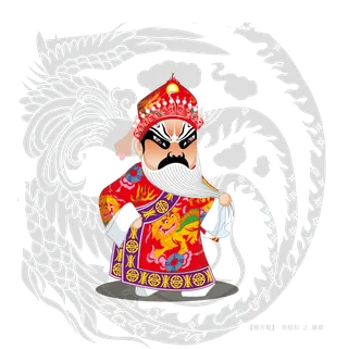 卡通京剧戏剧人物脸谱插画PNG图片 国潮中国风Q版戏剧人物PS素材