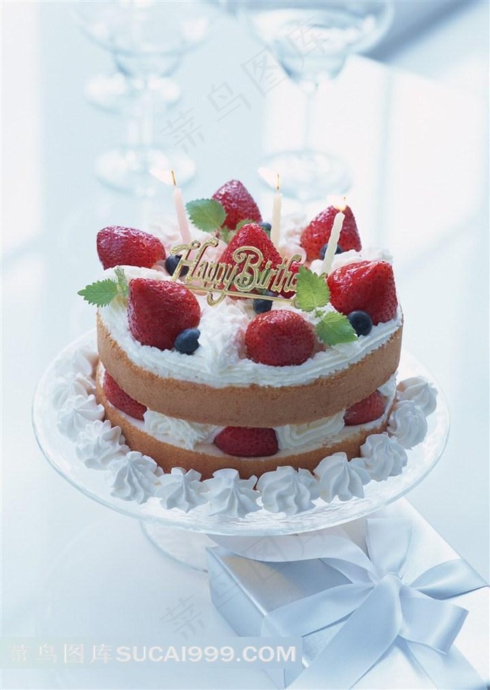 草莓蛋糕甜点高清素材图片