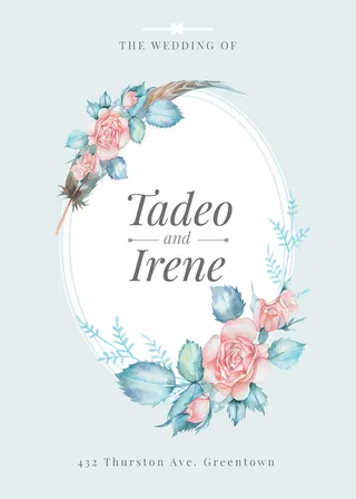 水彩花卉婚礼邀请函海报背景水牌结婚请帖PSD设计素材模板