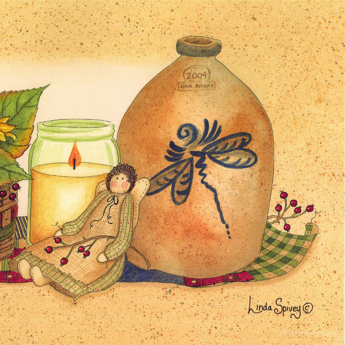 复古人物蜡烛罐子油画