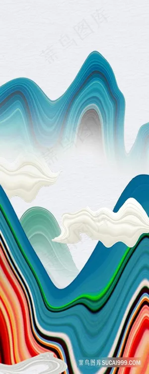 水彩山脉高清装饰画