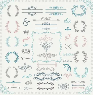 欧式复古线条边框花纹AI矢量LOGO角框花边分割线设计PSD卡片素材