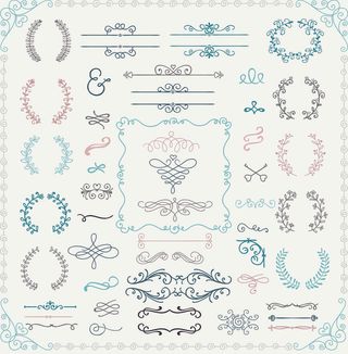 欧式复古线条边框花纹AI矢量LOGO角框花边分割线设计PSD卡片素材