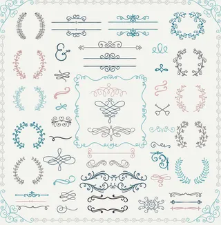 欧式复古线条边框花纹AI矢量LOGO角框花边分割线设计PSD卡片素材