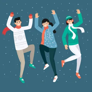 冬天服饰服装冬装穿冬装保暖冬季卡通人物男女装Ai矢量图片素材