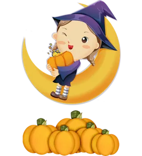 卡通女孩万圣节素材