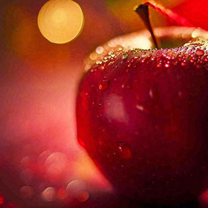 红苹果新鲜特写水珠，圣诞平安夜，水果美食，温馨摄影图