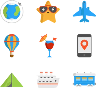 旅游小图标卡通素材简笔
