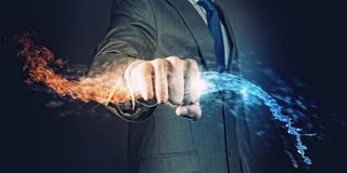 创意广告设计商务人士水和火焰图片