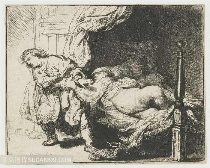 伦勃朗素描叫床艺术挂画