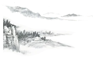 山水画素材中国风水墨画素材元素中国画