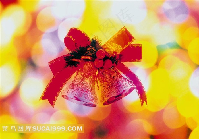 唯美光晕背景和圣诞铃铛图片素材