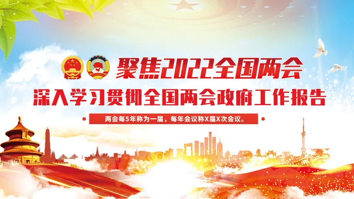 学习贯彻全国两会*工作报告贯彻两会精神宣传展板