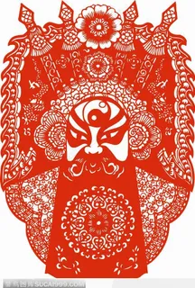 面善的京剧的脸谱剪纸