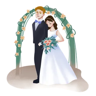 婚纱卡通人物婚礼白纱结婚婚纱摄影手绘