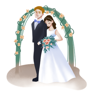婚纱卡通人物婚礼白纱结婚婚纱摄影手绘