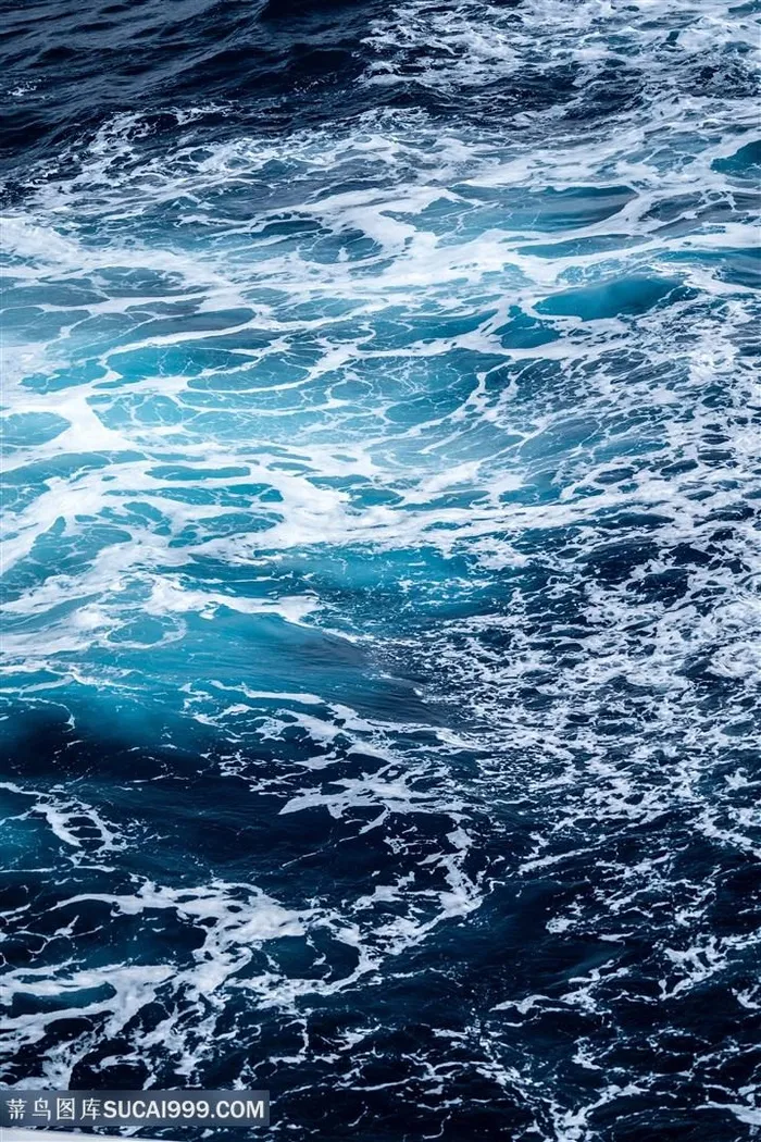 蓝色海水白色浪花背景