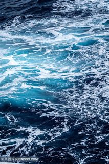 蓝色海水白色浪花背景