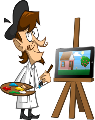 绘画人物素材卡通简笔画画家