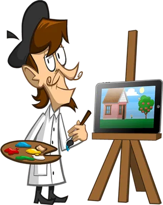 绘画人物素材卡通简笔画画家