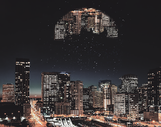 悬挂城市夜景海报