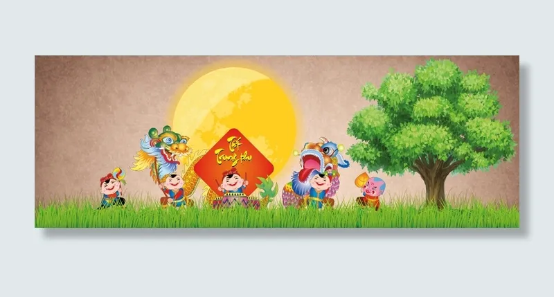 中秋节快乐儿童背景ai矢量模版下载