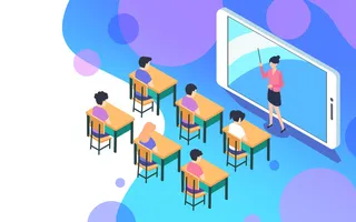 手机线上直播讲课家长会简洁卡通教师节插画海报