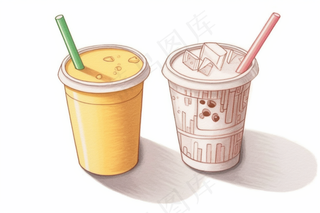 奶茶果茶卡通插画背景